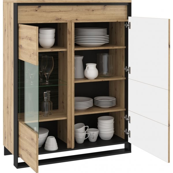 Kvanttikaappi lasiovella - Artisan tammi/musta Kvanttikaappi lasiovella - Artisan tammi/musta