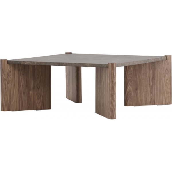 Sohvapöytä Rogaland 100 x 100 cm - Ruskeaa puuta ruskealla marmorijäljitelmällä Sohvapöytä Rogaland 100 x 100 cm - Ruskeaa puuta ruskealla marmorijäljitelmällä