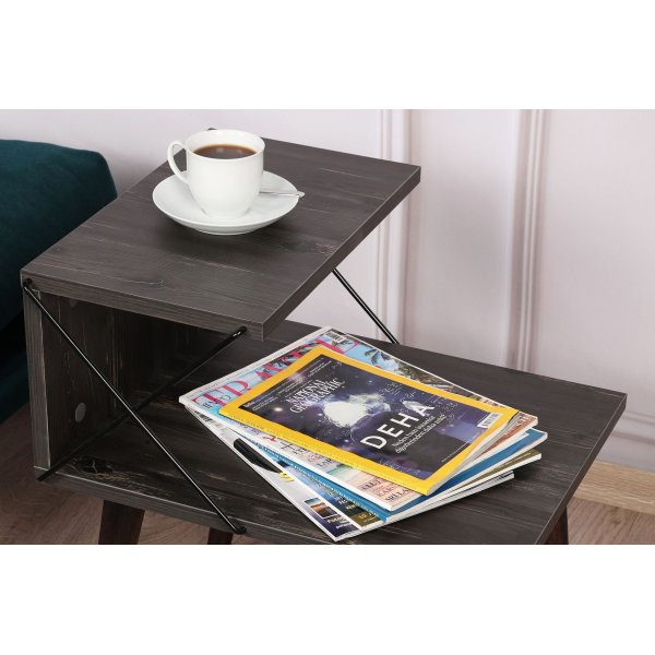 Ristikkäinen yöpöytä - tummanruskea Ristikkäinen yöpöytä - tummanruskea