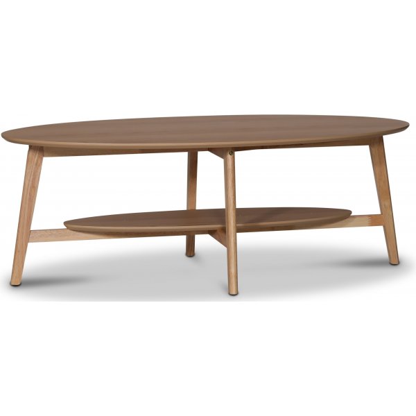 Bridge ovaali sohvapyt hyllyll 140 cm - Tammiviilu + Huonekalujen jalat
