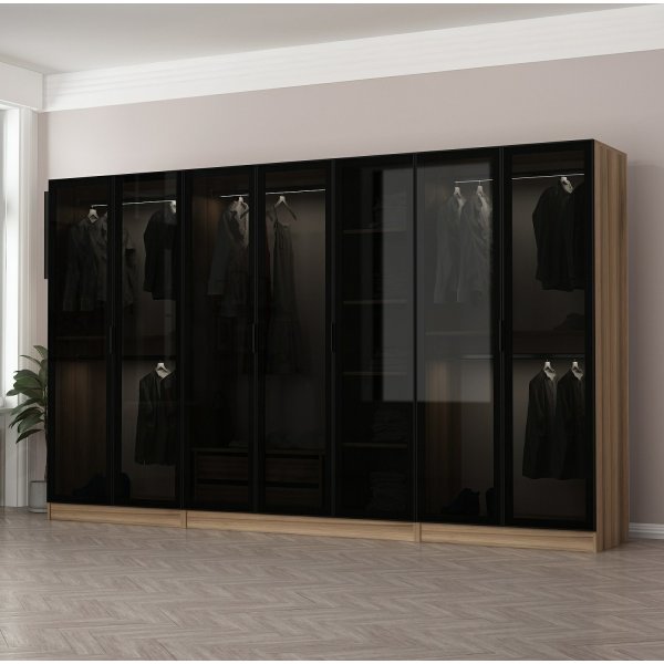 Cavolo vaatekaappi 315x52x210 cm, variantti A - ruskea Cavolo vaatekaappi 315x52x210 cm, variantti A - ruskea