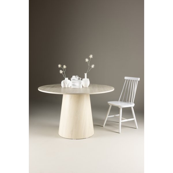 Lanzo pyöreä ruokapöytä Ø120 cm - Valkoiseksi rapattu Lanzo pyöreä ruokapöytä Ø120 cm - Valkoiseksi rapattu