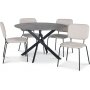 Hogrn ruokailuryhm 120 cm betonijljitelmpyt + 4 Lokrume beige tuolia + 3.00 x Huonekalujen jalat