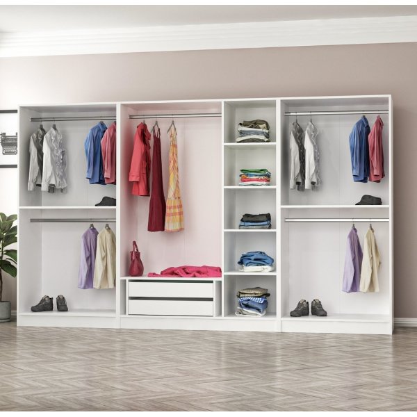 Rizada vaatekaappi 315x52x210 cm - Valkoinen Rizada vaatekaappi 315x52x210 cm - Valkoinen