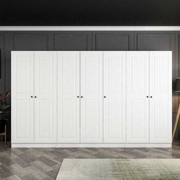 Capeto vaatekaappi 315 cm, variantti A - valkoinen