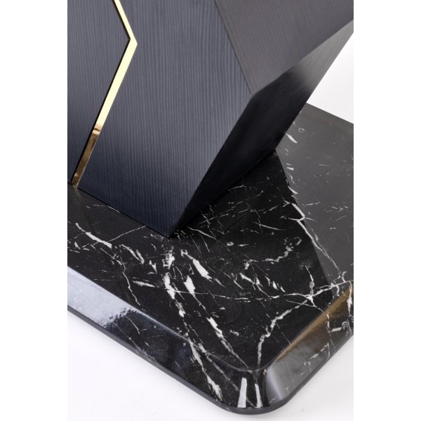 Vincenzo ruokapöytä 160-200 x 90 cm - Valkoinen marmori/musta/kulta Vincenzo ruokapöytä 160-200 x 90 cm - Valkoinen marmori/musta/kulta