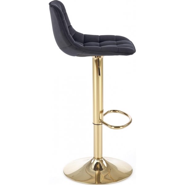 Baarituoli musta sametti kultaisilla jaloilla - Istuinkorkeus 62-84 cm