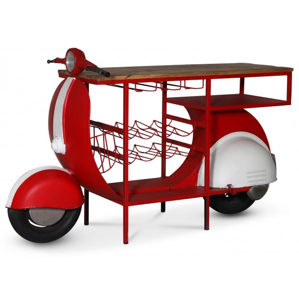 Classic Vespa baaritiski 183 x 51 cm - Punainen/valkoinen