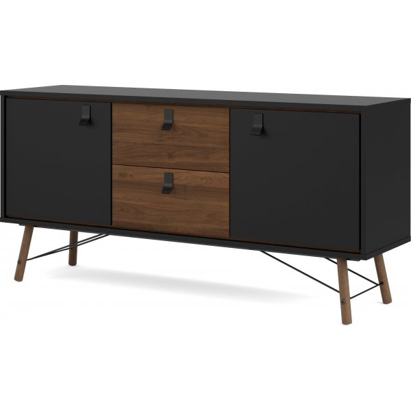 Ry senkki 2 ovella ja 2 laatikolla - Musta/pähkinä Ry senkki 2 ovella ja 2 laatikolla - Musta/pähkinä