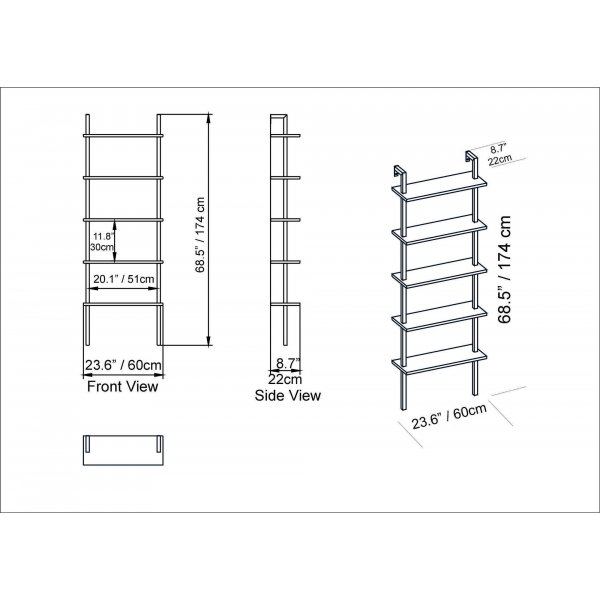 Piante kirjahylly - phkin/musta