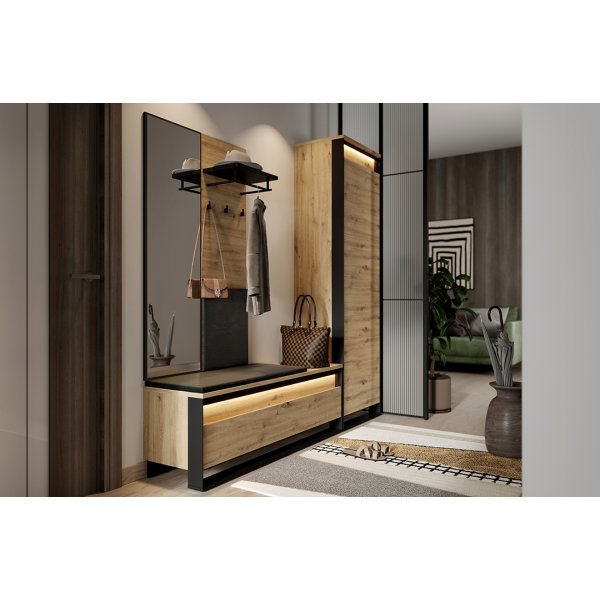 Quant eteisen penkki 135 cm - Artisan tammi/musta Quant eteisen penkki 135 cm - Artisan tammi/musta