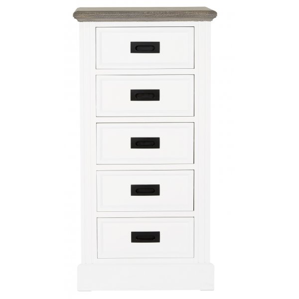 Malou-lipasto, korkea lipasto säilytysmahdollisuudella - Valkoinen / Ruskeanharmaa Malou-lipasto, korkea lipasto säilytysmahdollisuudella - Valkoinen / Ruskeanharmaa