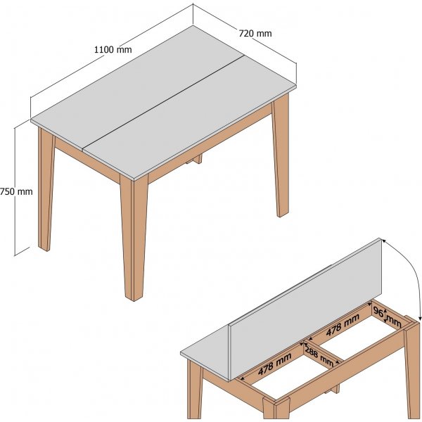 Kyiv ruokapöytä 110 x 72 cm - Tammi/valkoinen Kyiv ruokapöytä 110 x 72 cm - Tammi/valkoinen