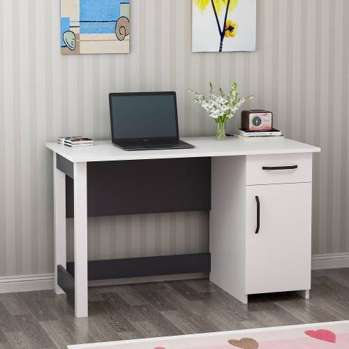 Luonnollinen työpöytä 120 x 60 cm - Valkoinen/antrasiitti Luonnollinen työpöytä 120 x 60 cm - Valkoinen/antrasiitti