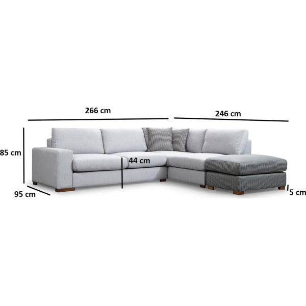 Silmukkakulmasohva - harmaa