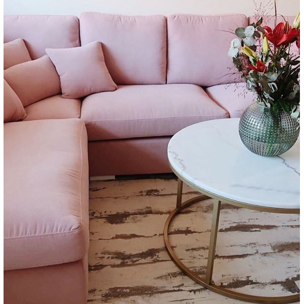 Pyre Accent-sohvapyt 85 - Valkoinen marmori / Messinki