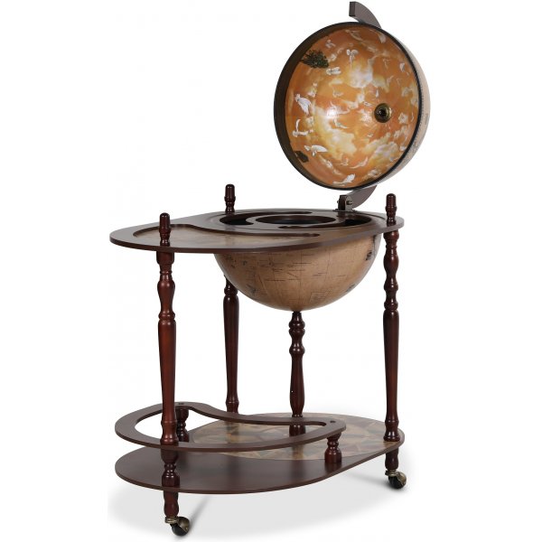 Da Vinci -tarjoiluvaunu karttapallo/baari 81 cm - mahonki / vaalea