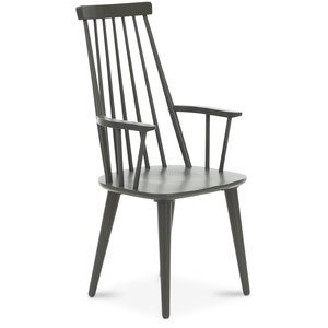 Dalslandin harmaa sokeriruoko-tuoli käsinojilla ja korkealla selkänojalla