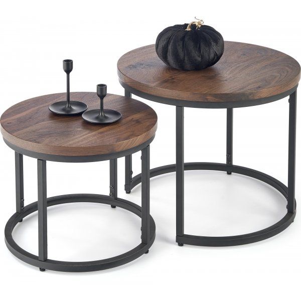 Pöytäsarja pähkinäpuu/musta Ø43/53 cm - Tore Pöytäsarja pähkinäpuu/musta Ø43/53 cm - Tore