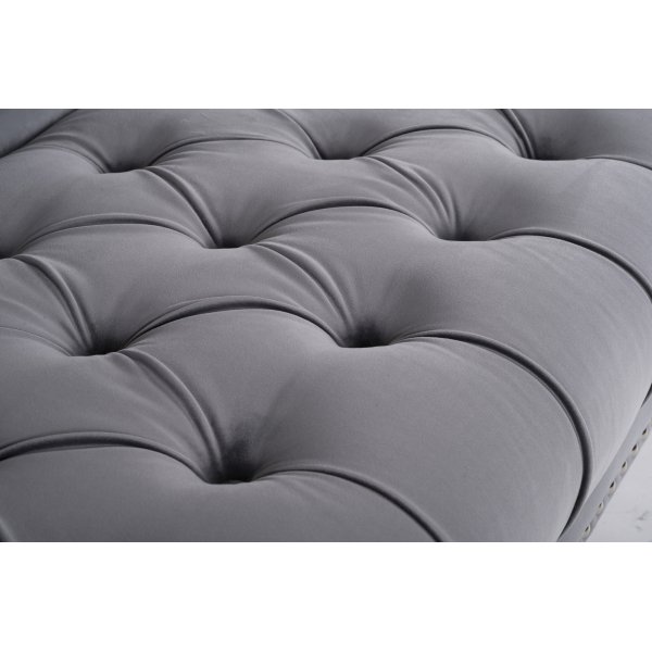 Sohva 3-istuttava, harmaa sametti, chesterfield Sohva 3-istuttava, harmaa sametti, chesterfield