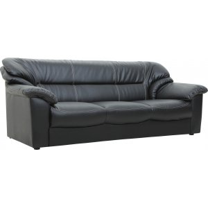 Dominic 3-istuttava sohva mustaa keinonahkaa + Huonekalujen hoitosarja tekstiileille