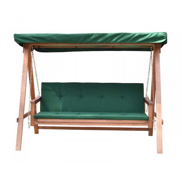 Kokoontaitettava puinen riippumatto vihre�ll� katolla