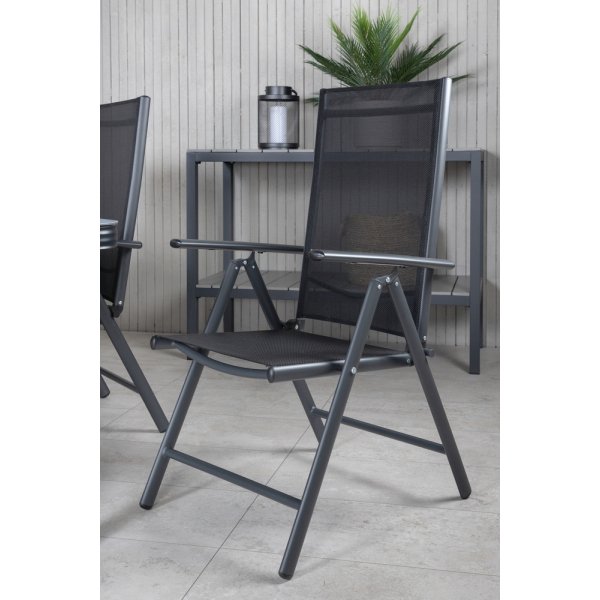 Virya ulkoruokailuryhmä 6 Break-tuolilla - musta/harmaa Virya ulkoruokailuryhmä 6 Break-tuolilla - musta/harmaa