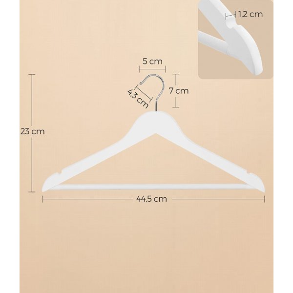 Vaateripustin, puinen, 44,5 cm, 30 kpl - Valkoinen Vaateripustin, puinen, 44,5 cm, 30 kpl - Valkoinen