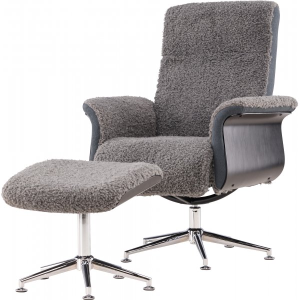 Nojatuoli jalkarahilla - Harmaa - Hagön + Huonekalujen tahranpoistoaine Nojatuoli jalkarahilla - Harmaa - Hagön + Huonekalujen tahranpoistoaine