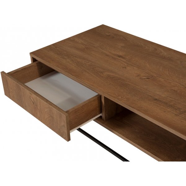 Sohvap�yt� Dale laatikolla, p�hkin�puu / musta - 120x60 cm + Huonekalujen jalat