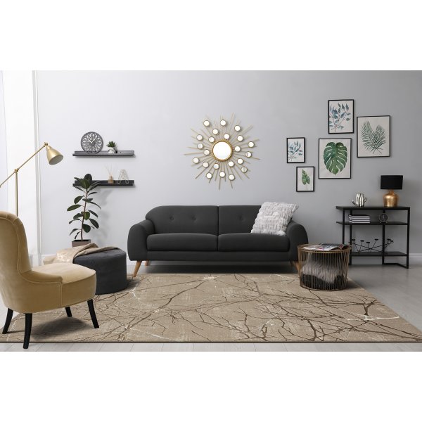 Creation Tree koneella kudottu matto Beige/kupari Creation Tree koneella kudottu matto Beige/kupari