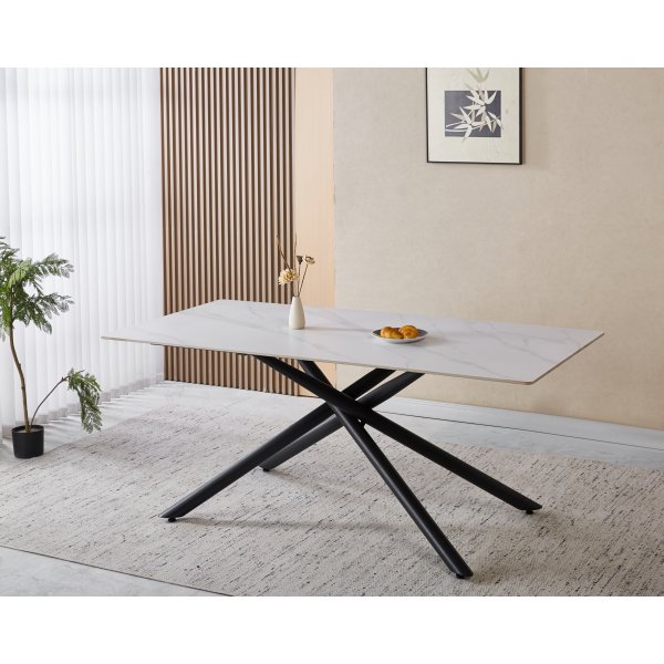 Jupiter-ruokapöytä sintratusta kivestä - 180x90 cm - Valkoinen marmori Jupiter-ruokapöytä sintratusta kivestä - 180x90 cm - Valkoinen marmori