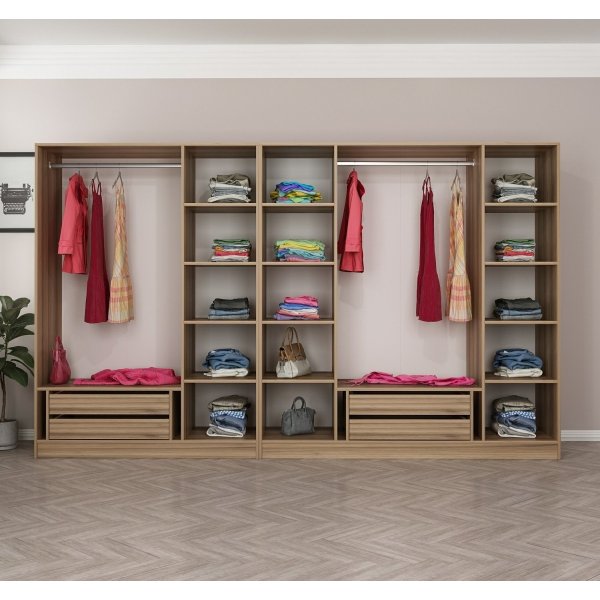 Cikani vaatekaappi peiliovilla, 315x52x210 cm - Tammi Cikani vaatekaappi peiliovilla, 315x52x210 cm - Tammi