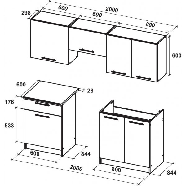 Marija t�ydellinen keitti� 200 cm - Vanilja/sonoma tammi/valkoinen