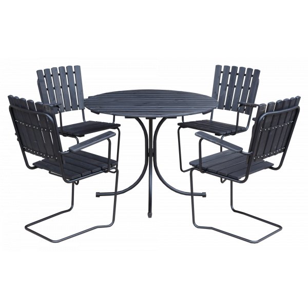 Ulkotuoli Vaxholm jousiteräksestä - Musta Ulkotuoli Vaxholm jousiteräksestä - Musta