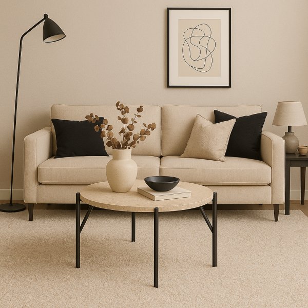 Sohvapyt beige kivitasolla 85 cm