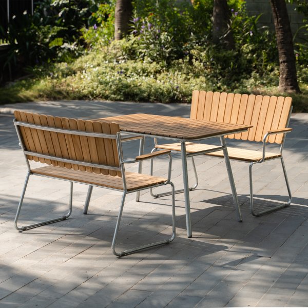 Ulkoryhm tiikist: 2 sohvaa ruokapydll 120x80 cm - Mllan