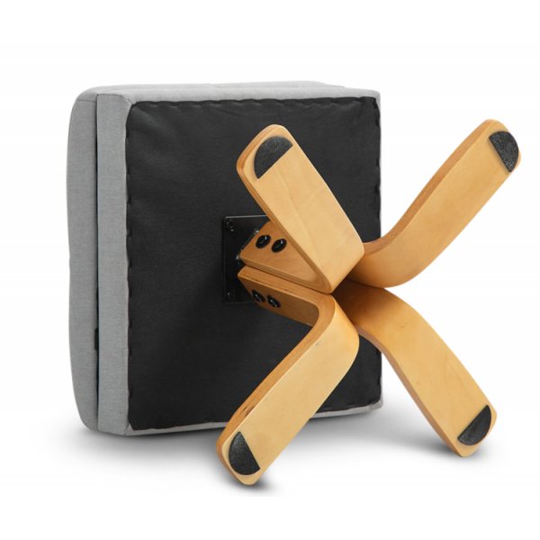 Duva sdettv nojatuoli, rahi ja silytystila - Harmaa kangas puisilla jaloilla