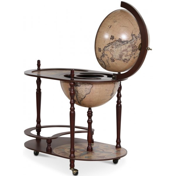 Da Vinci -tarjoiluvaunu karttapallo/baari 81 cm - mahonki / vaalea