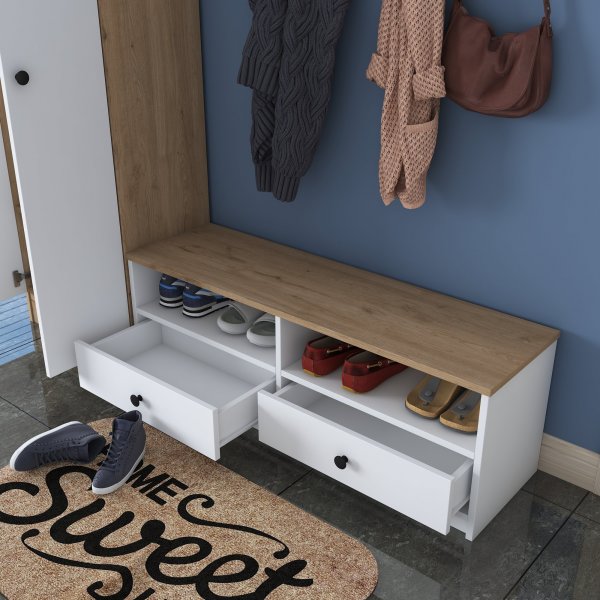 Muodikkaat aulakalusteet - Valkoinen/p�hkin�