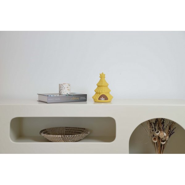 Joulukuusi kynttilälyhty - keltainen Joulukuusi kynttilälyhty - keltainen