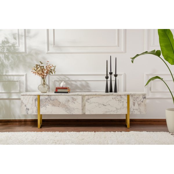 Serenity TV-taso - Valkoinen marmori/kulta Serenity TV-taso - Valkoinen marmori/kulta