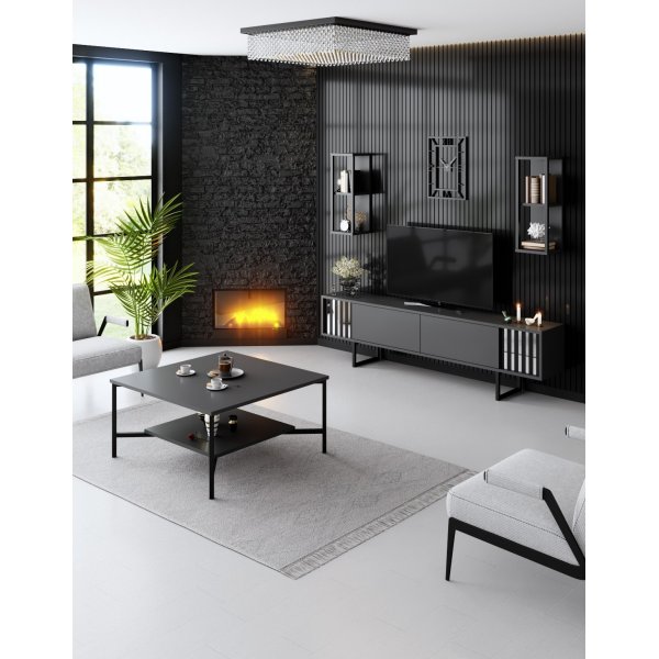 Erki sohvap�yt� 80 x 80 cm - Antrasiitti/musta