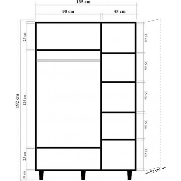 Muoti vaatekaappi 135 cm - Sonoma tammi Muoti vaatekaappi 135 cm - Sonoma tammi