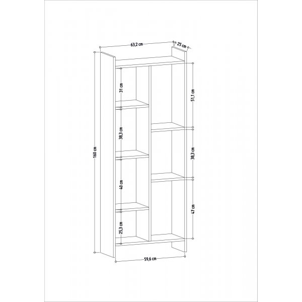 Eden kirjahylly - tammi/valkoinen Eden kirjahylly - tammi/valkoinen