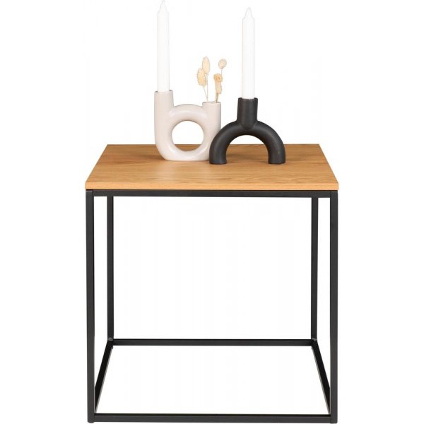 Valkoinen sivupöytä 45 x 45 cm - Musta/tammi jäljitelmä Valkoinen sivupöytä 45 x 45 cm - Musta/tammi jäljitelmä