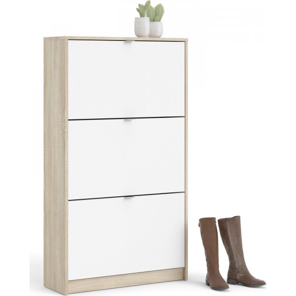 Kengät syvä kenkäkaappi, jossa 3 lokeroa - tammi/valkoinen Kengät syvä kenkäkaappi, jossa 3 lokeroa - tammi/valkoinen