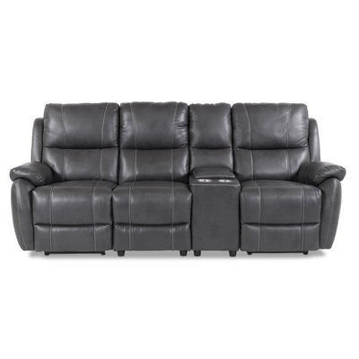 Enjoy Hollywood, sähköinen recliner-sohva (Elokuvasohva), kolmen istuttava, oikeanpuoleinen konsoli - Harmaa eco-nahka