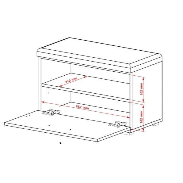 Abdel-kenk�kaappi istuimella - Sonoma-tammi/valkoinen