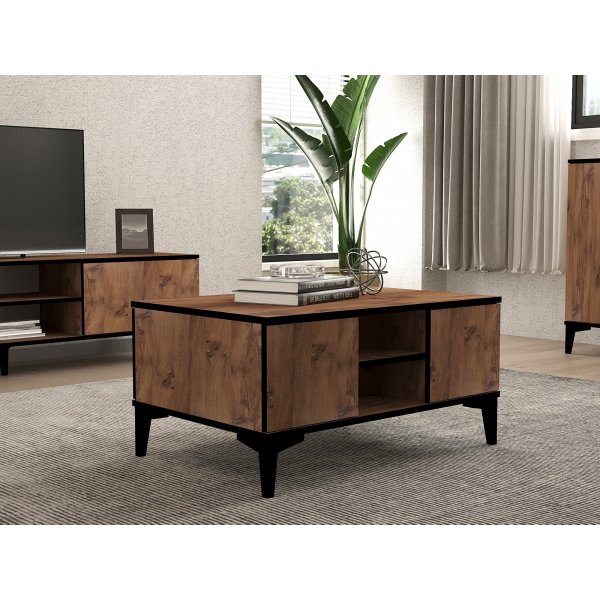 Cide sohvapöytä 90 x 60 cm - Mänty/musta Cide sohvapöytä 90 x 60 cm - Mänty/musta